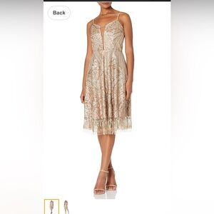 Dress the Population Gold Midi Dress beaded party elegant XXL sparkle luxury